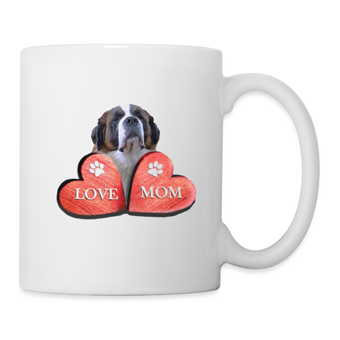 St. Bernard Love Mom Print Coffee/Tea Mug - white