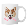 Akita Dog Face Print Coffee/Tea Mug - white