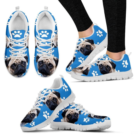 Paws Print Pug Dog (Black/White) Running Shoes For Women Express Delivery