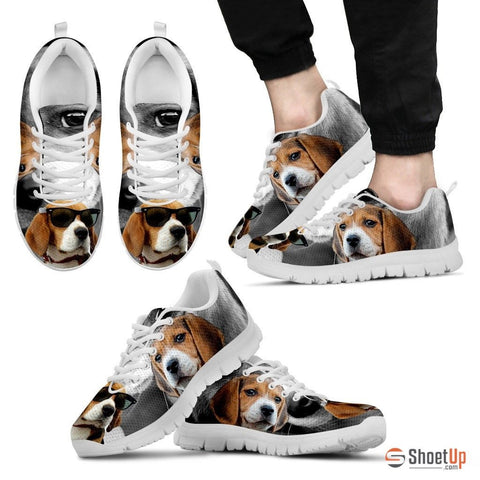 Beagle Dog With Glasses Print Running Shoe (Men)