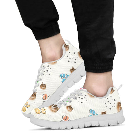 American Bobtail Cat With Paws Print Sneakers