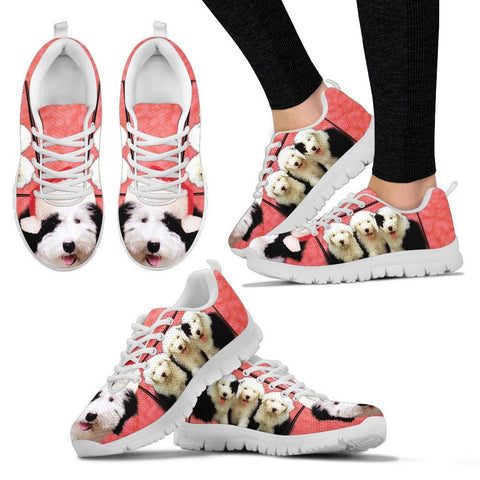 Old English Sheepdog With Santa Cap Running Shoes For Women