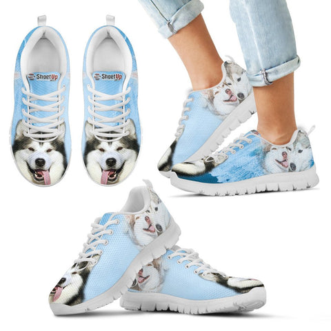 Laughing Alaskan Malamute Print Running Shoes For Kids
