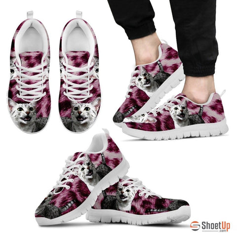 Egyptian Mau Cat Print (Black/White) Running Shoes For Men Limited Edition