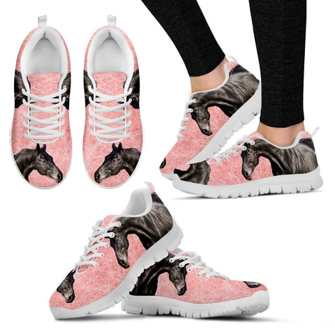 Thoroughbred Horse Print (Black/White) Running Shoes For Women