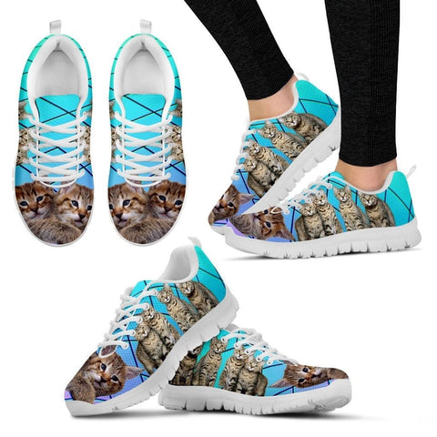 PixieBob Cat Print(White/Black) Running Shoes For Women