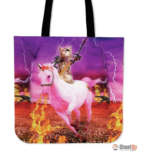 Horse Riding CatTote Bag