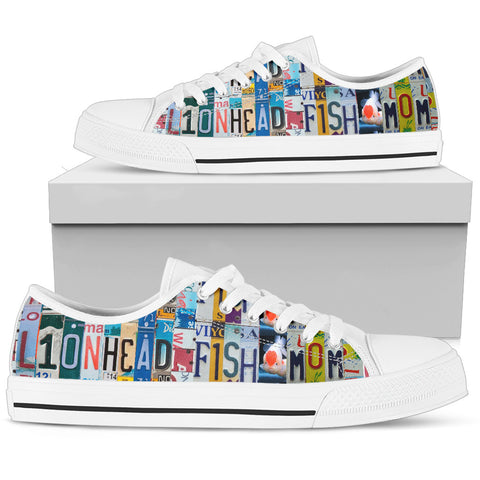 Lionhead (goldfish) Fish Print Low Top Canvas Shoes For Women