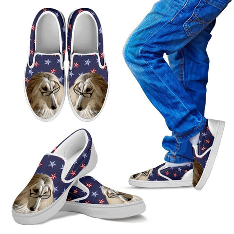 Afghan Hound Dog Print Slip Ons For KidsExpress Shipping
