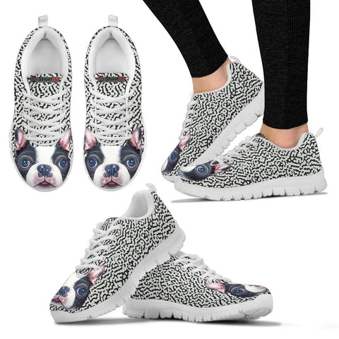 Cute Boston Terrier Print Running Shoes For Women