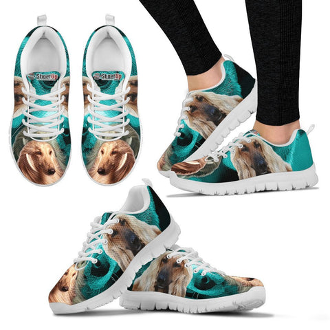 Afghan Hound On Deep Skyblue Print Running Shoes For Women