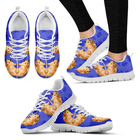 Golden Hamster Print (Black/White) Running Shoes For Women