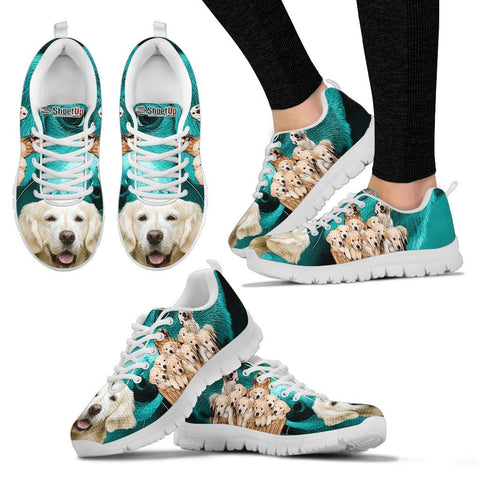Golden Retriever On Deep Skyblue Print Running Shoes For Women