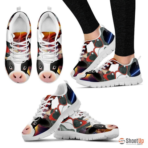 Cow Toon Print Running Shoe Women