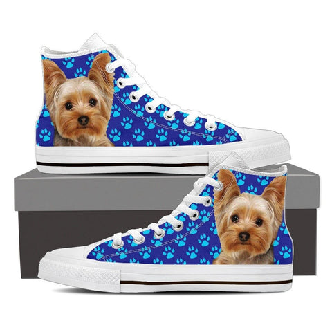 Paws Print Yorkshire (Black/White) High Top Shoes For MenLimited EditionExpress Shipping