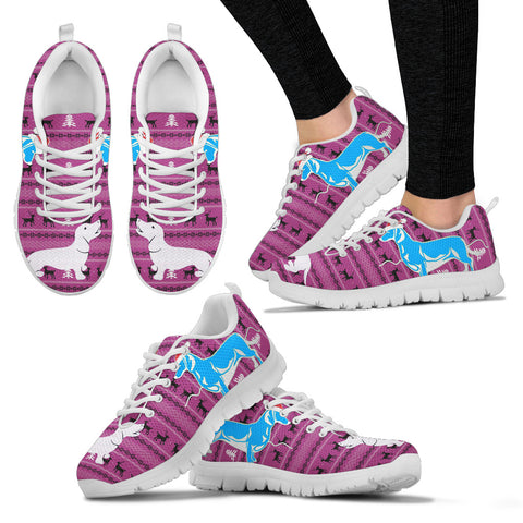 Cute Dachshund Print Christmas Running Shoes For Women