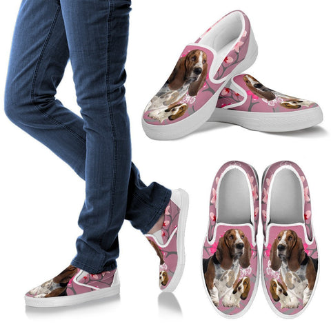 Basset Hound With Puppy Slip Ons For Women
