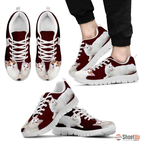 Cute Turkish Van Cat Print Sneakers For Men(White)