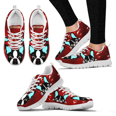 Boston Terrier On RedWomen's Running Shoes