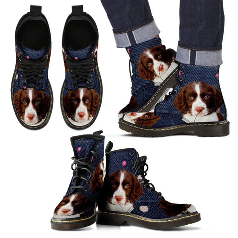 English Springer Spaniel Print Boots For MenExpress Shipping