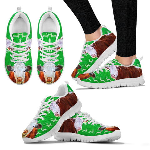 Hereford Cattle Cow Christmas Running Shoes For Women
