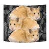 Golden Hamster On Black Print Tapestry
