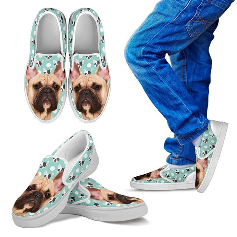 French Bulldog Print Slip Ons For Kids Express Shipping