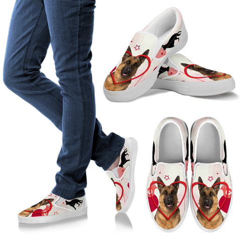 Valentine's Day Special German Shepherd Print Slip Ons For Women