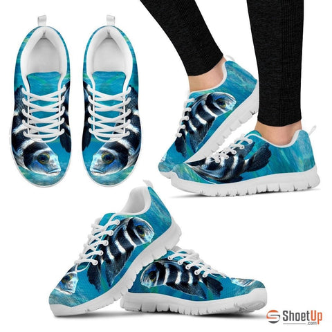 African Cichlid Fish (White/Black) Running Shoe For Women