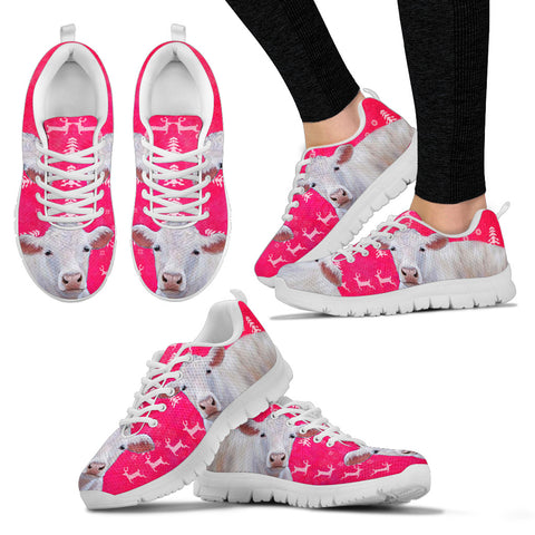 Charolais Cattle Cow Christmas Running Shoes For Women