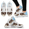 English Springer Spaniel Blue White Print Sneakers For Women