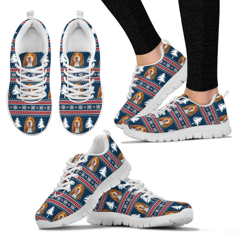 Basset Hound Christmas Pattern Print Running Shoes For Women