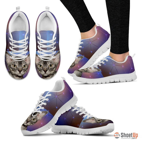 Devon Rex Cat Print (White/Black) Running Shoes For Women