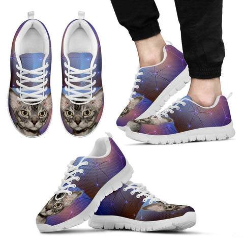 Devon Rex Cat Print (White/Black) Running Shoes For Men