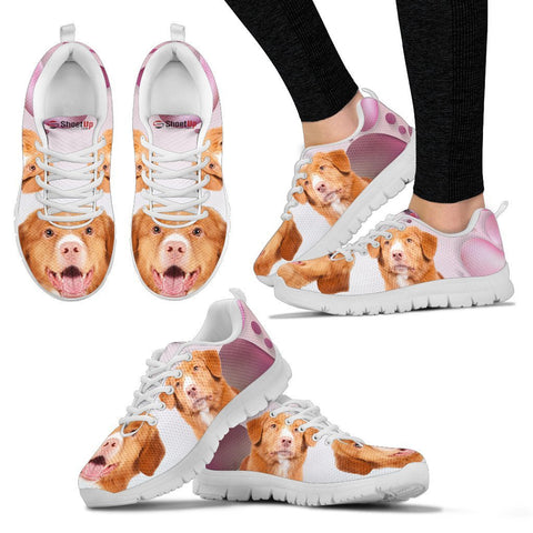Nova Scotia Duck Tolling Retriever Pink White Print Running Shoes For Women
