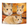 Golden Hamster On Yellow Print Tapestry