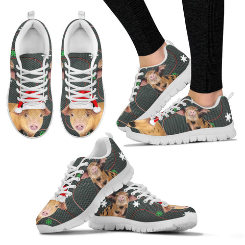 Oxford Sandy and Black Pig Christmas Running Shoes For Women