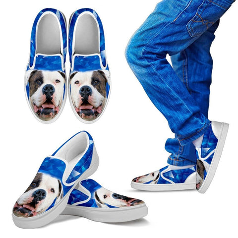 American Bulldog Print Slip Ons For Kids Express Shipping