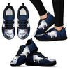 White Turkish Angora Cat Print Sneakers For Women (White/Black)