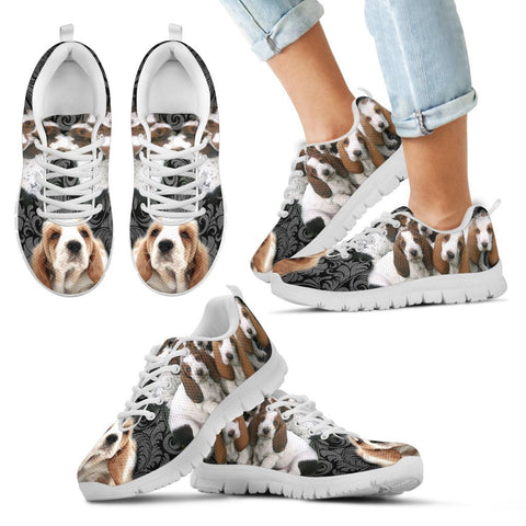 Basset Hound On BlackKid's Running Shoes