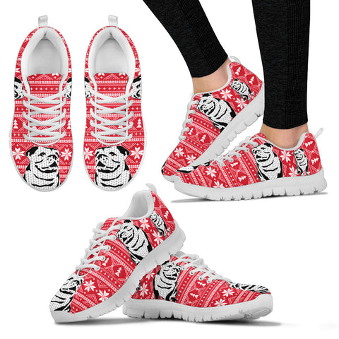 Cute Bulldog2 Print Christmas Running Shoes For Women