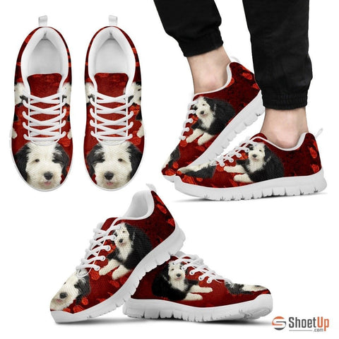 Old English Sheepdog Print Sneakers For Men(White)