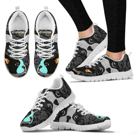 Boston Terrier On BlackWomen's Running Shoes For Women