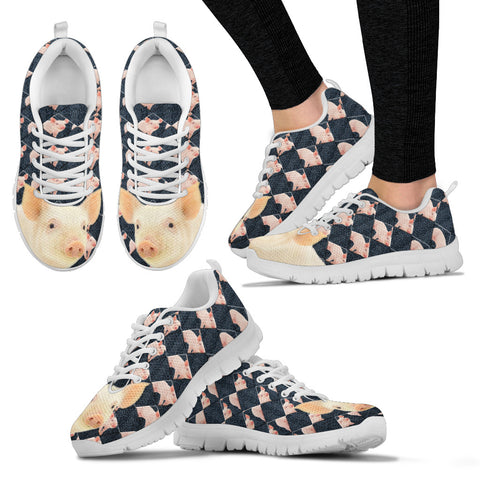 Danish Landrace Pig Print Christmas Running Shoes For Women