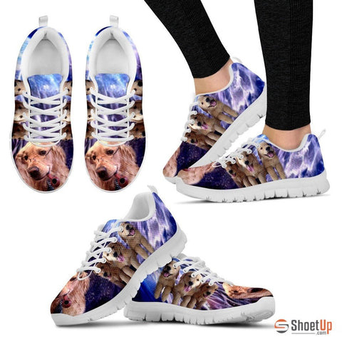 Golden Retriever With Glass Print Running Shoe For Women
