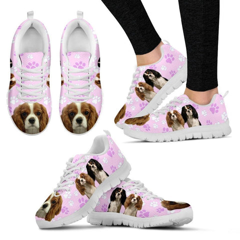 Cavalier King Charles Spaniel In Tri Color Print Running Shoe For Women(White/Black)