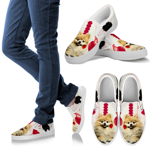 Valentine's Day Special Pomeranian Dog Print Slip Ons For Women