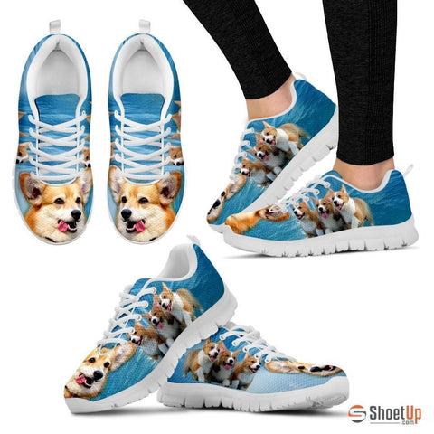 Pembroke Welsh Corgi Print Running Shoes For Women(White)