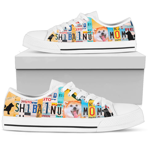 Shiba Inu Mom Print Low Top Canvas Shoes For Women