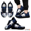 White Turkish Angora Cat Print Sneakers For Men (White/Black)